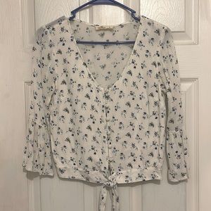 Off white flowered short blouse
